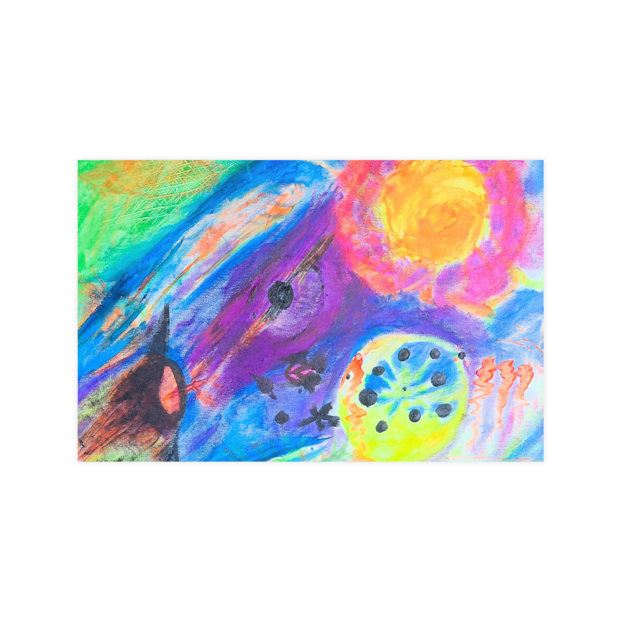 Vibrant abstract painting, cosmic theme
