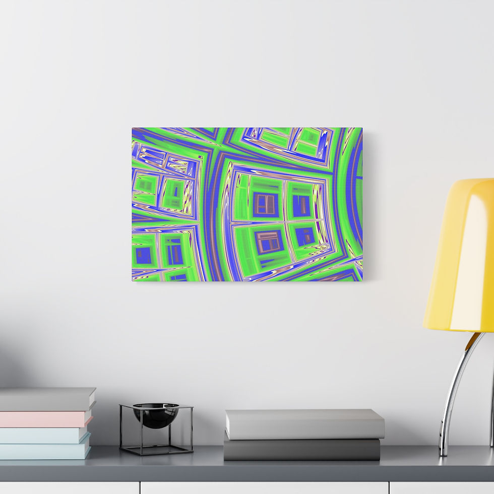 Thumbnail: Green neon grid abstract canvas print