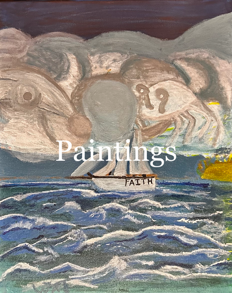 Sailboat on stormy sea; Paintings