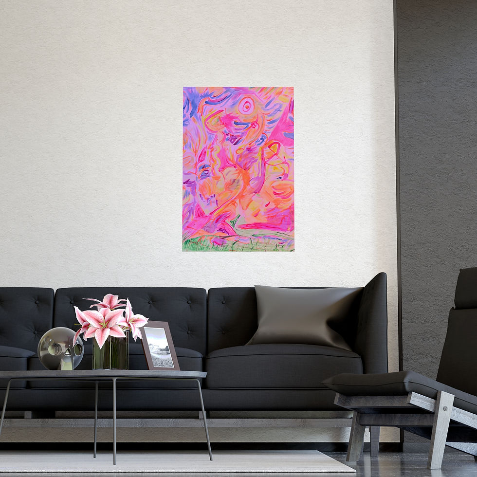 Thumbnail: Vibrant abstract art print on wall