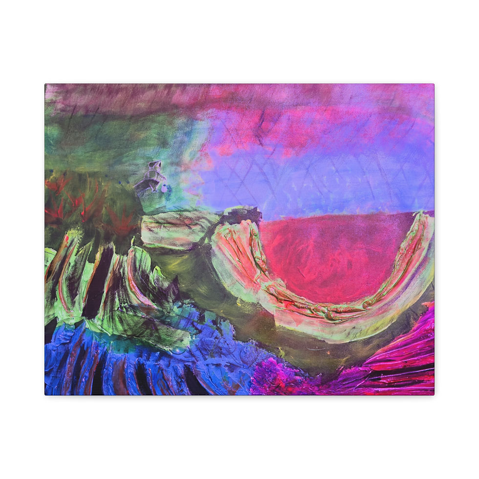 Thumbnail: Abstract painting, vibrant colors, watermelon-like form