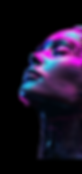 neon pink and blue womens face with eyes closed