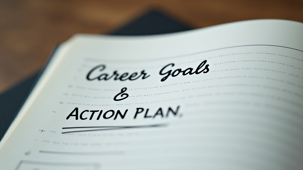 Close-up view of a notebook with career goals and action plans