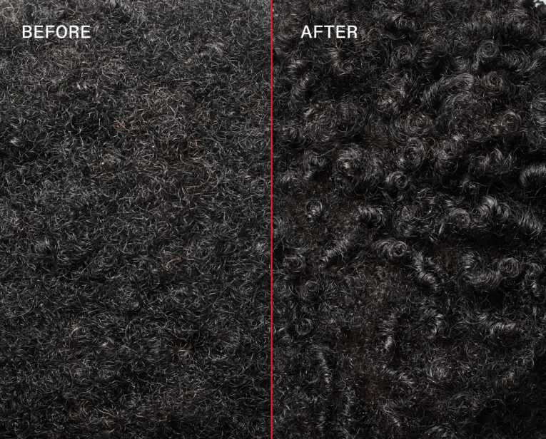 Before and after Olaplex Nº.5 on frizzy vs defined curls
