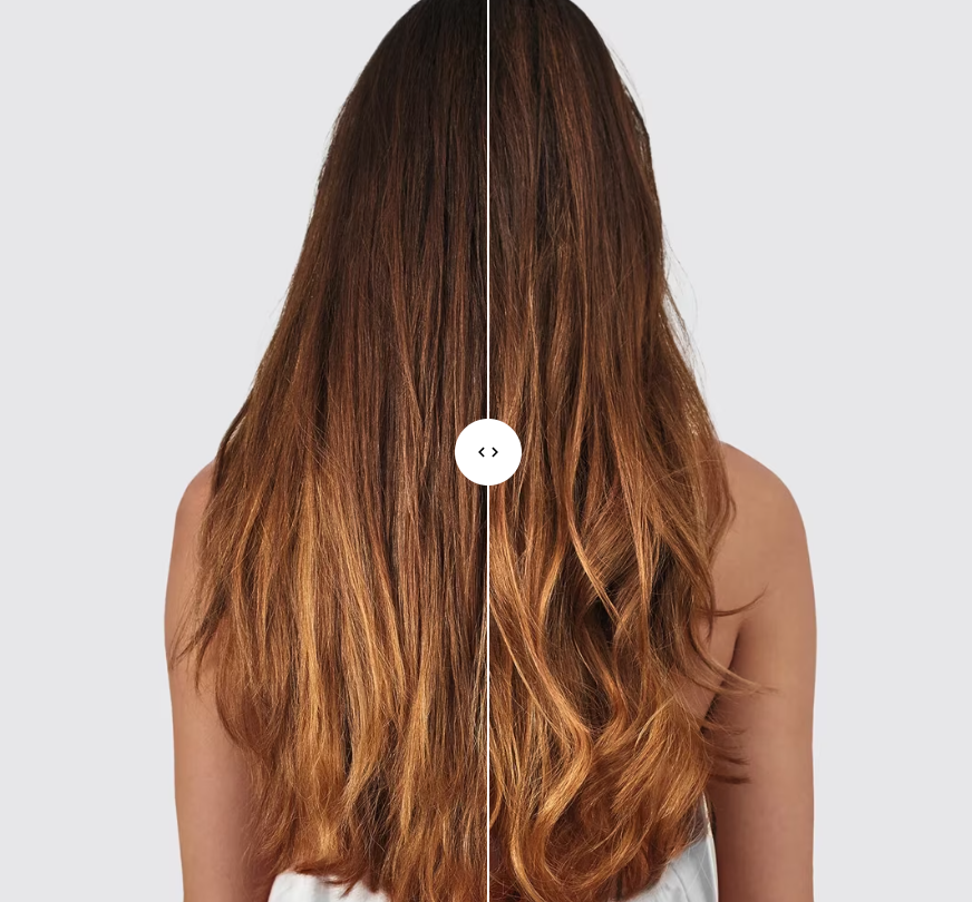 Before and after Fusion Intense Repair Mask on wavy hair