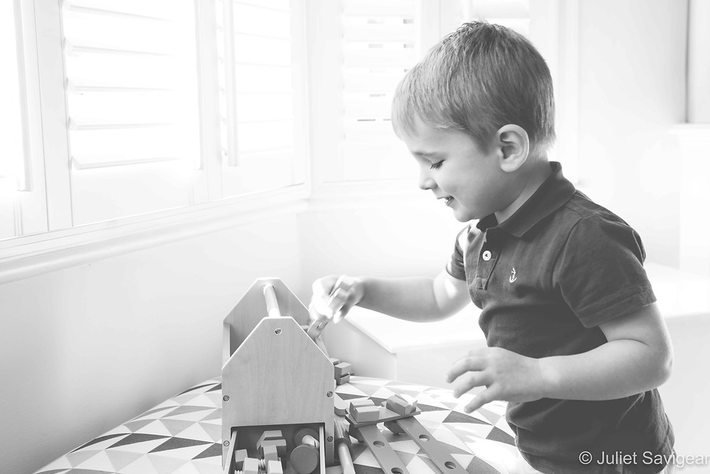 Child playing with toys
