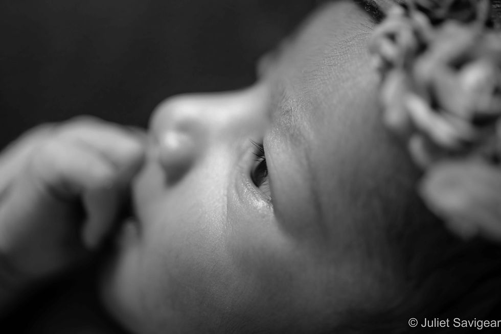 Close up on baby's face