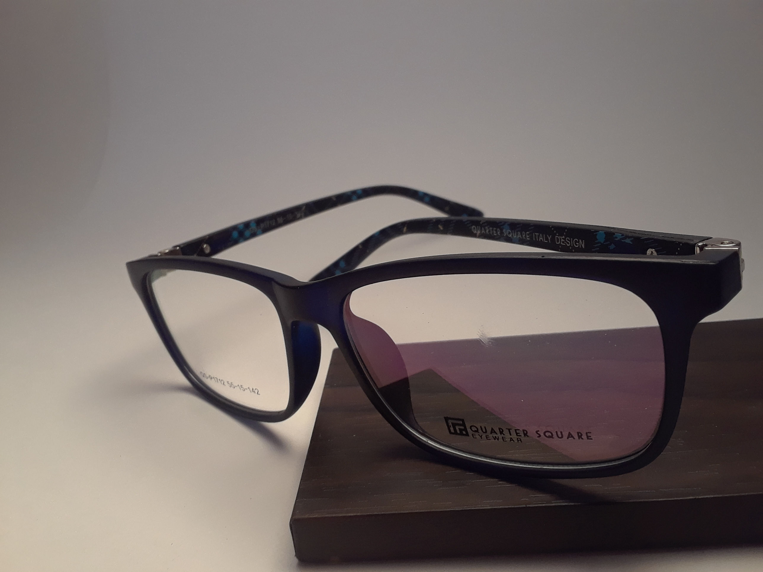 Armazón QUARTER SQUARE Acetato Mate Negro/Azul Con Sistema Flex