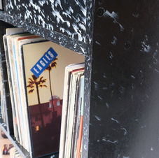 Black with white, record cabinet