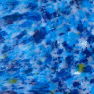 Record console in blue and clear recycled plastic