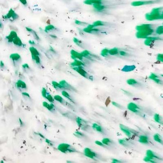 recycled plastic with clear, green and white