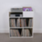 300 records in cabinet, with turntable