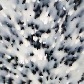 Record cabinet made from recycled white and black plastic