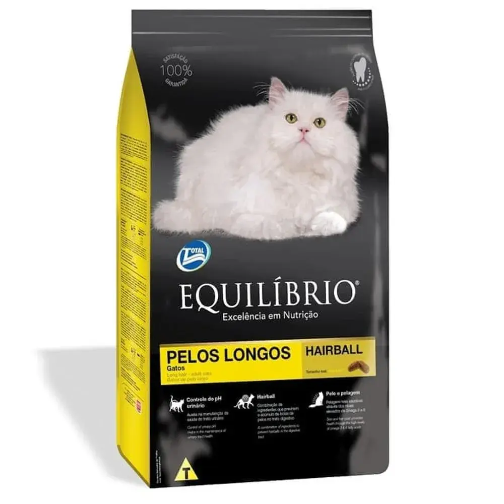 Equilíbrio alimento para gato adulto pelos longos