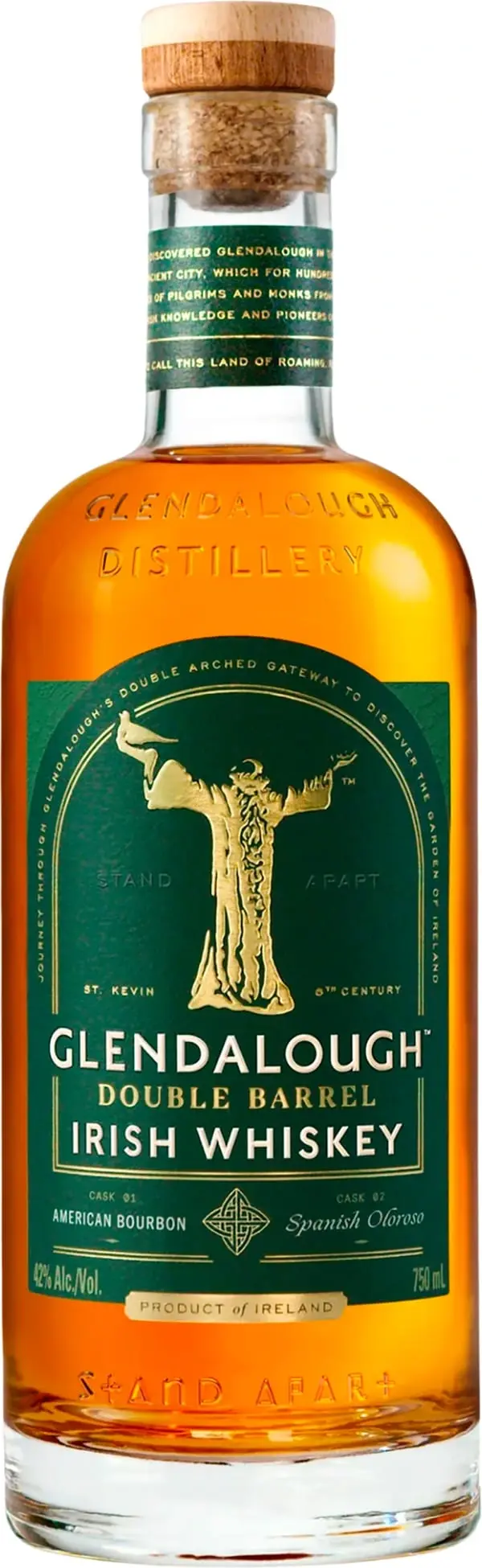 בקבוק Glendalough Double Barrel Single Grain יוקרתי על רקע מעוצב