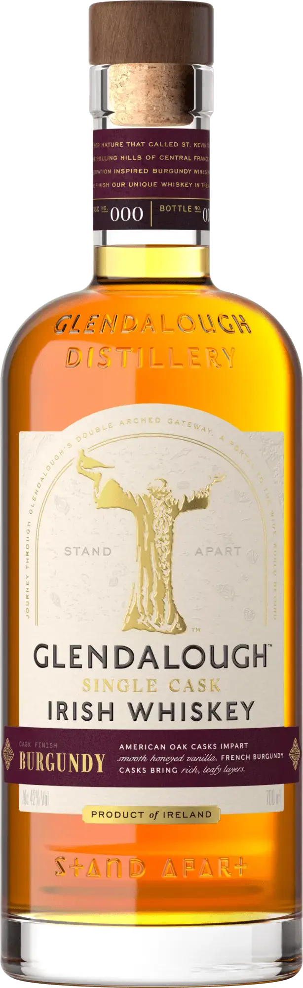 Glendalough Single Grain Burgundy Cask Finish יוקרתי על רקע מעוצב