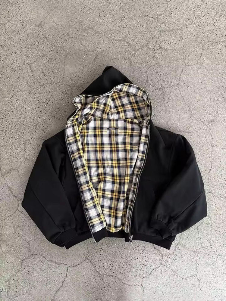 Miniatura: Winter Casual Plaid Print Hoodie Women's Warm Zip-Up Double-Sided Wear Sweatshir