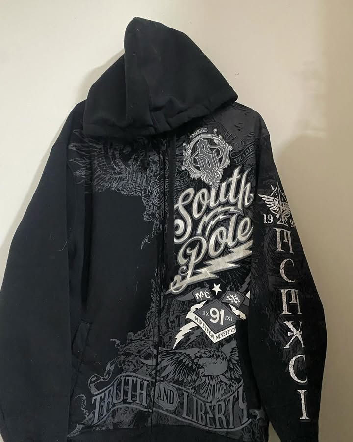 Graffiti Southpole Men Zipper Hoodie Street New Sweater Hoodie Harajuku Vintage