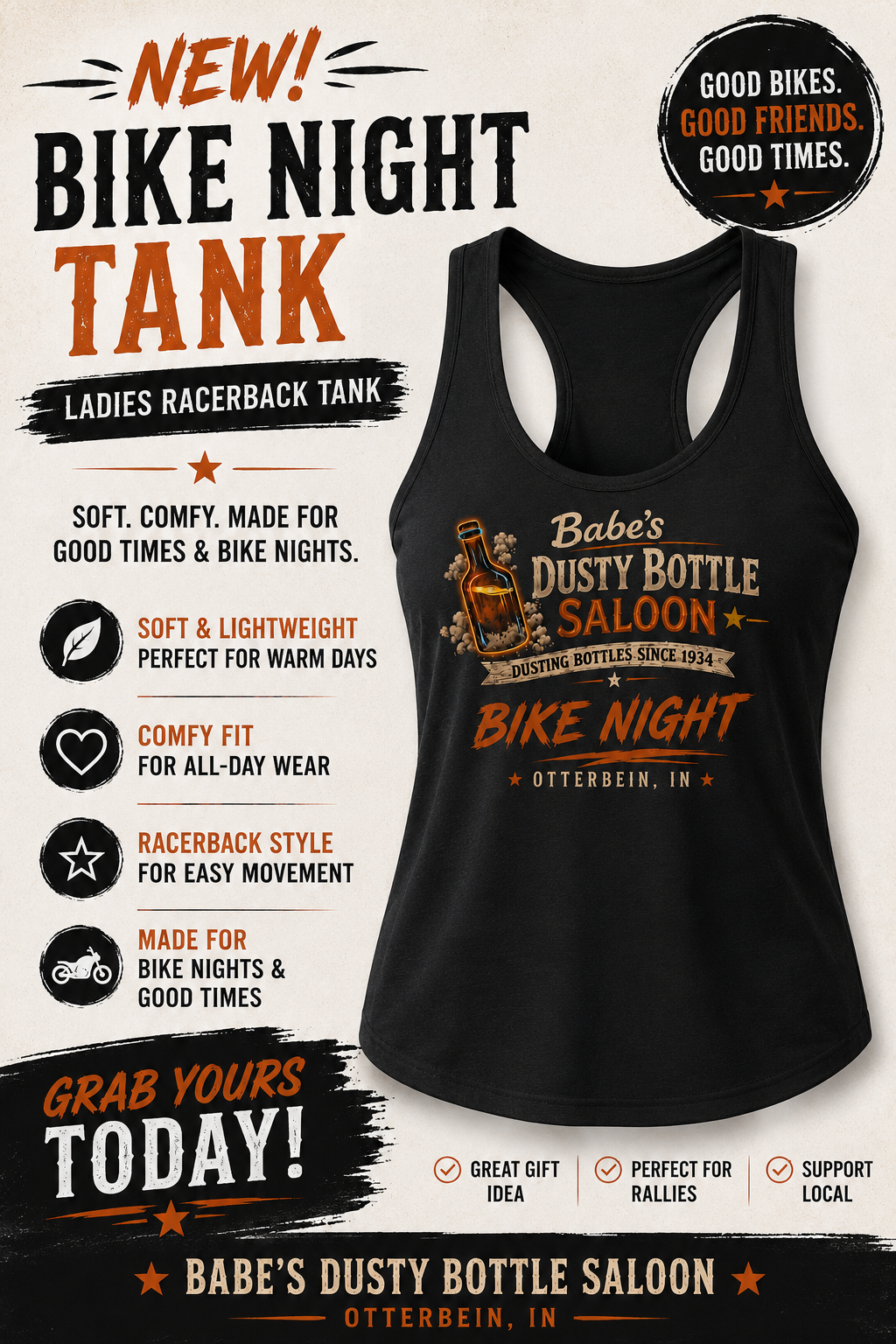 BIKE NIGHT Tank top- Womens