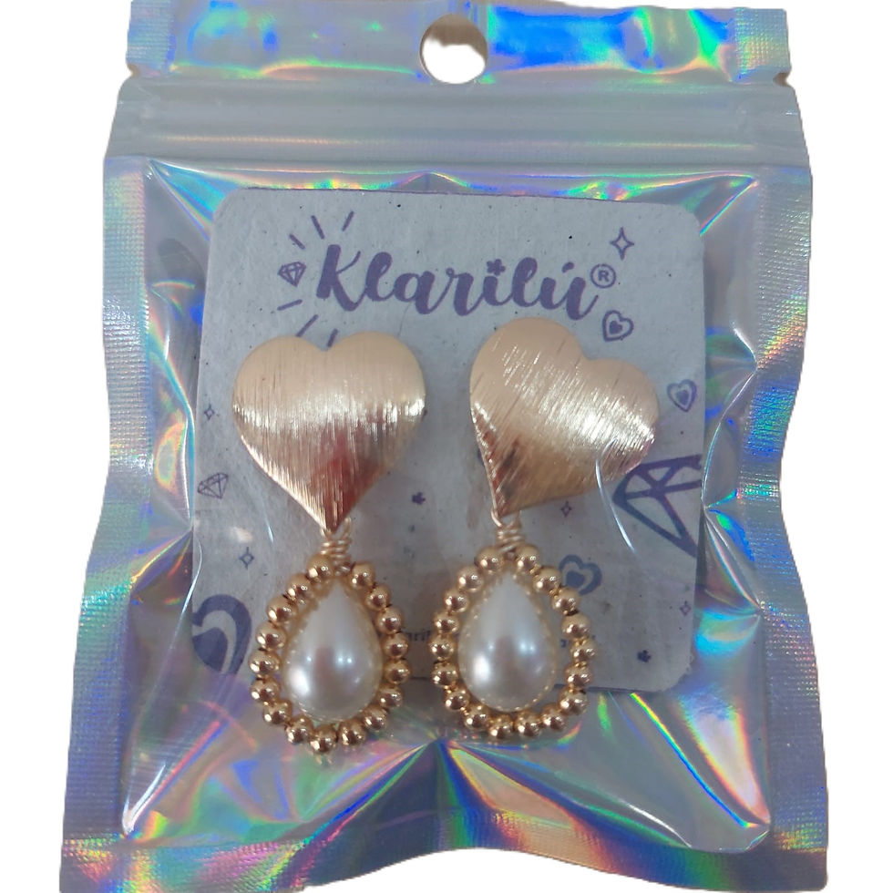 Miniatura: Aretes de base de corazón con perla mayorca en gota