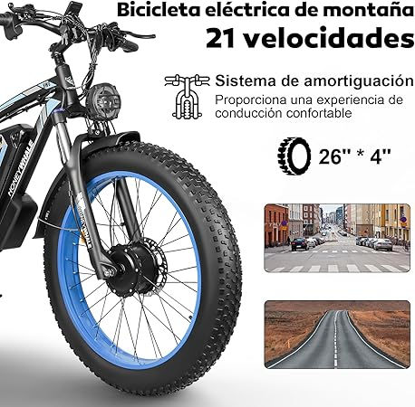 Miniatura: Bicicleta Eléctrica para Adultos BK08 (Azul o Roja) HONEYWHALE
