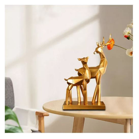 Miniatura: Estatua De Alces Decorativas Doradas