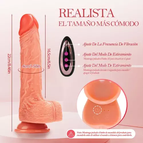 Miniatura: Vibrador Consolador Realista Dildo Pene Telescópico De 22cm