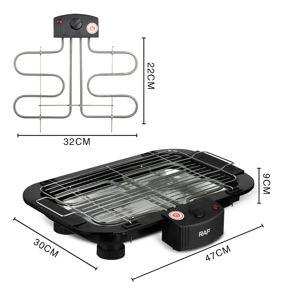 Miniatura: Parrilla Eléctrica Raf 2000w R.95301 Negro Asador De Mesa