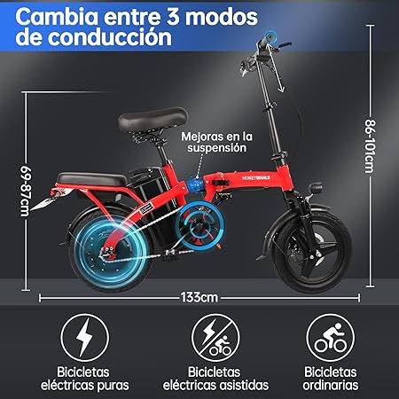 Miniatura: Bicicleta Eléctrica Plegable para Adultos S6-S (Negra, Roja, Blanca)