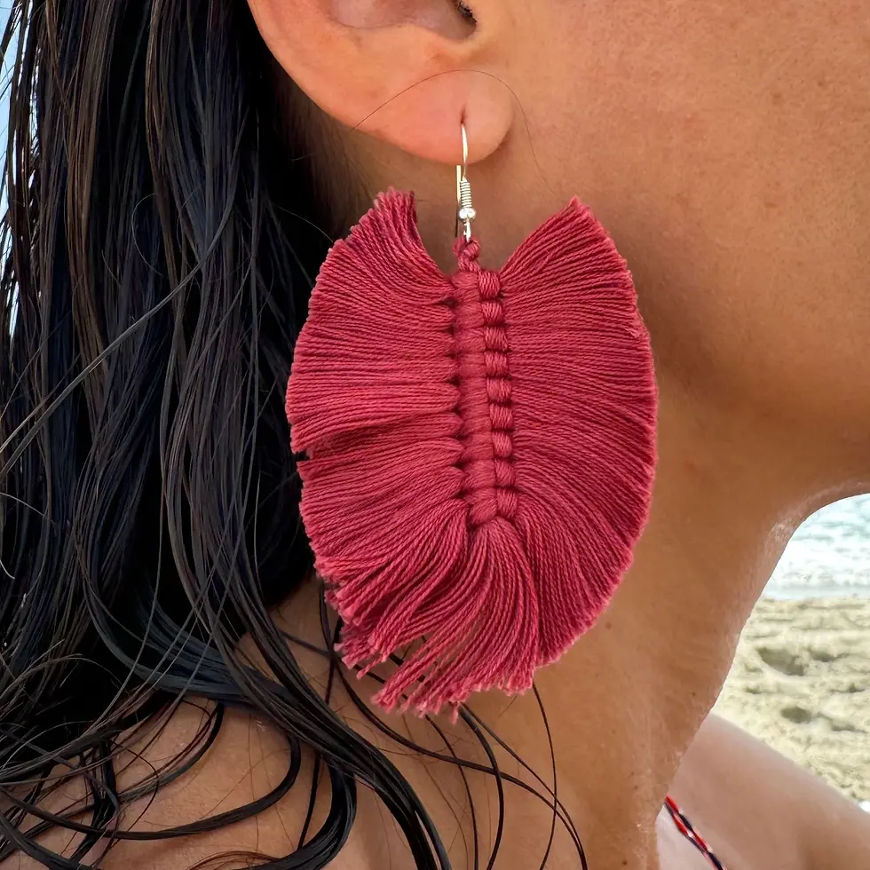 Miniatura: Aretes de Macramé en forma de Hoja