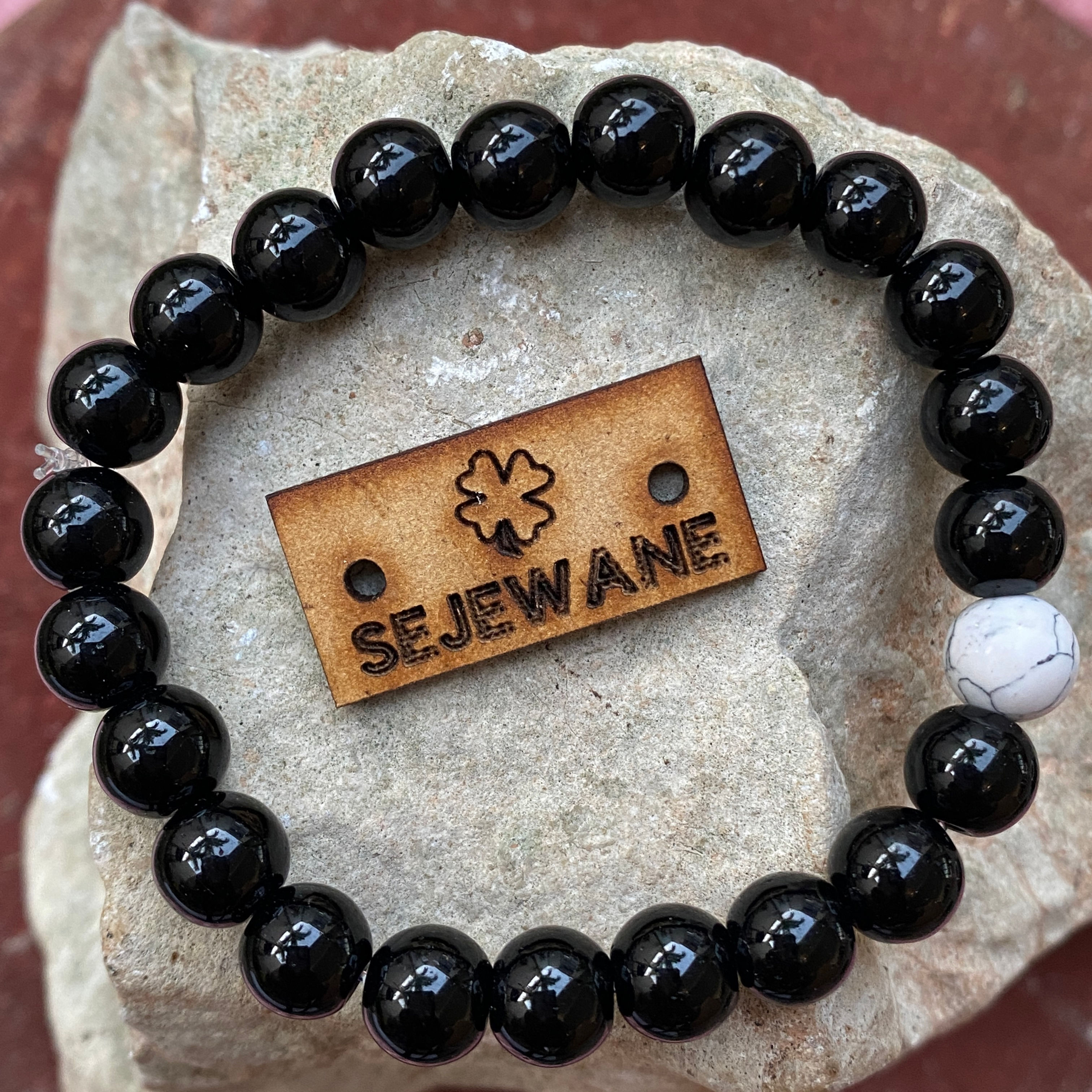 Pulsera de Cuarzo - Obsidiana y Howlita