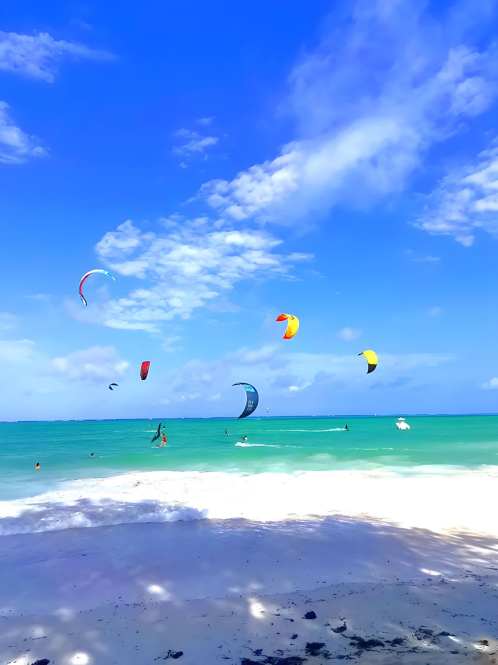 Kite surfing at Paje Beach