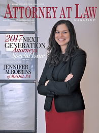 A picture of Jenny Robbins on the cover of Attorney at Law Minnesota Edition, 2017 Next Generation Attorneys Special Issue.