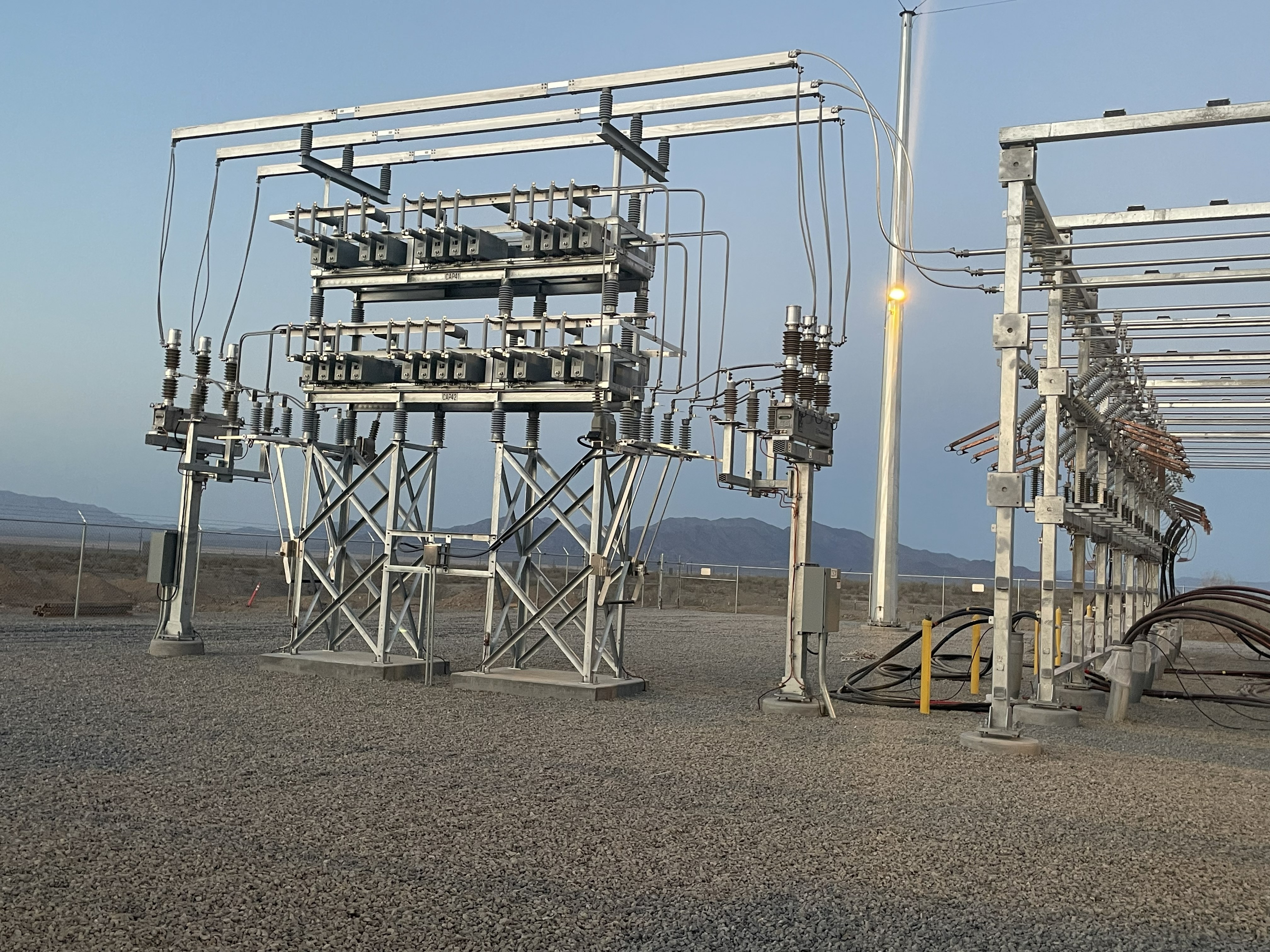 Galvanized steel equipment support structures in an electrical substation