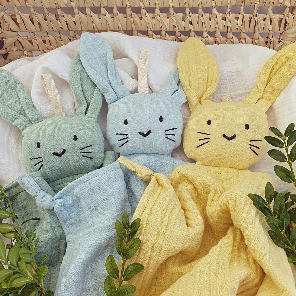 Miniatura: Doudou coniglio in cotone organico giallo