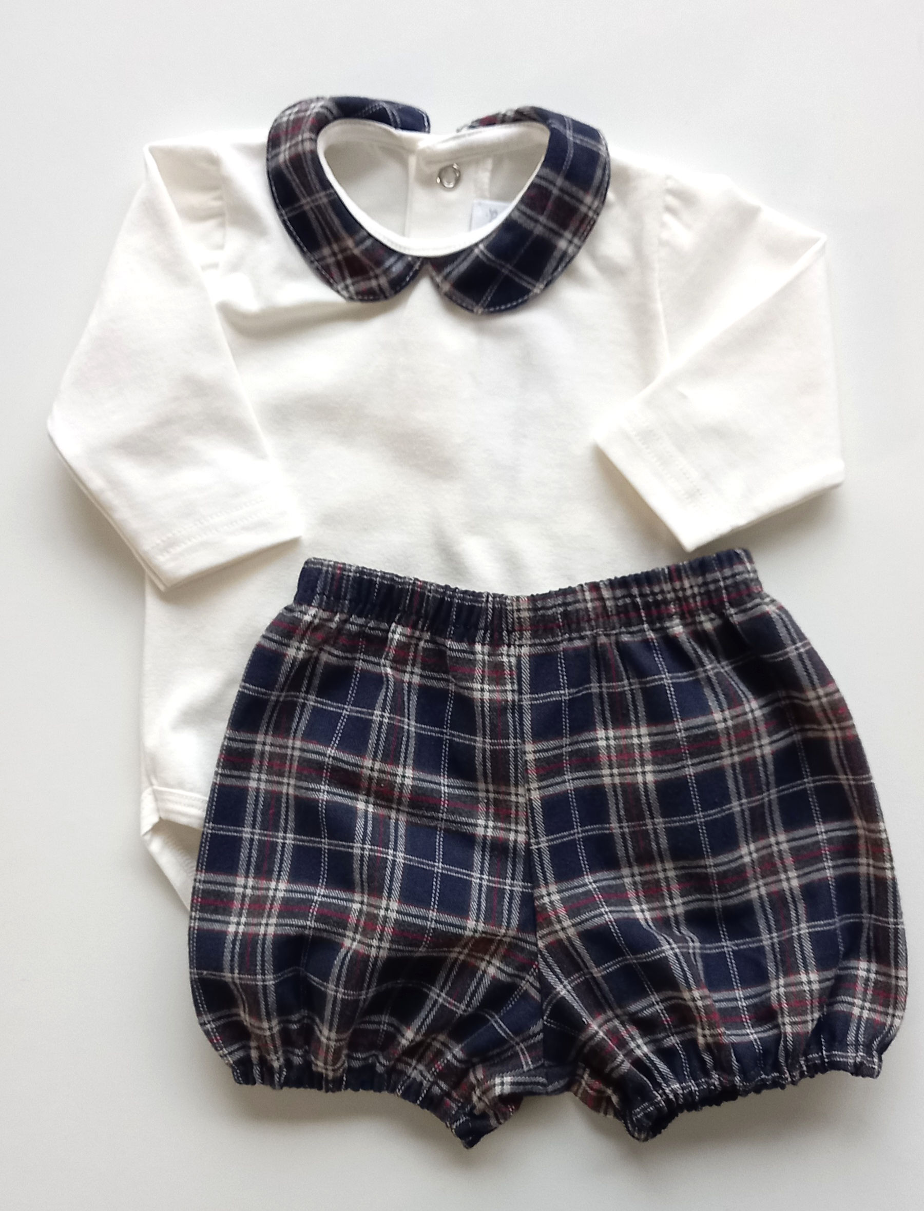 Culotte in cotone organico tartan navy