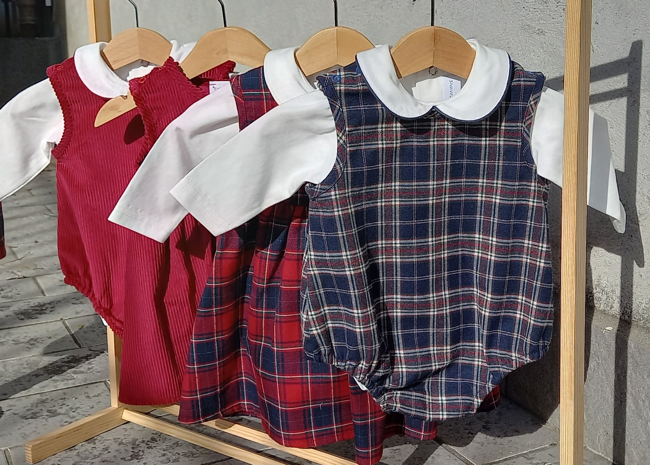 Pagliaccetto in cotone organico tartan blu navy