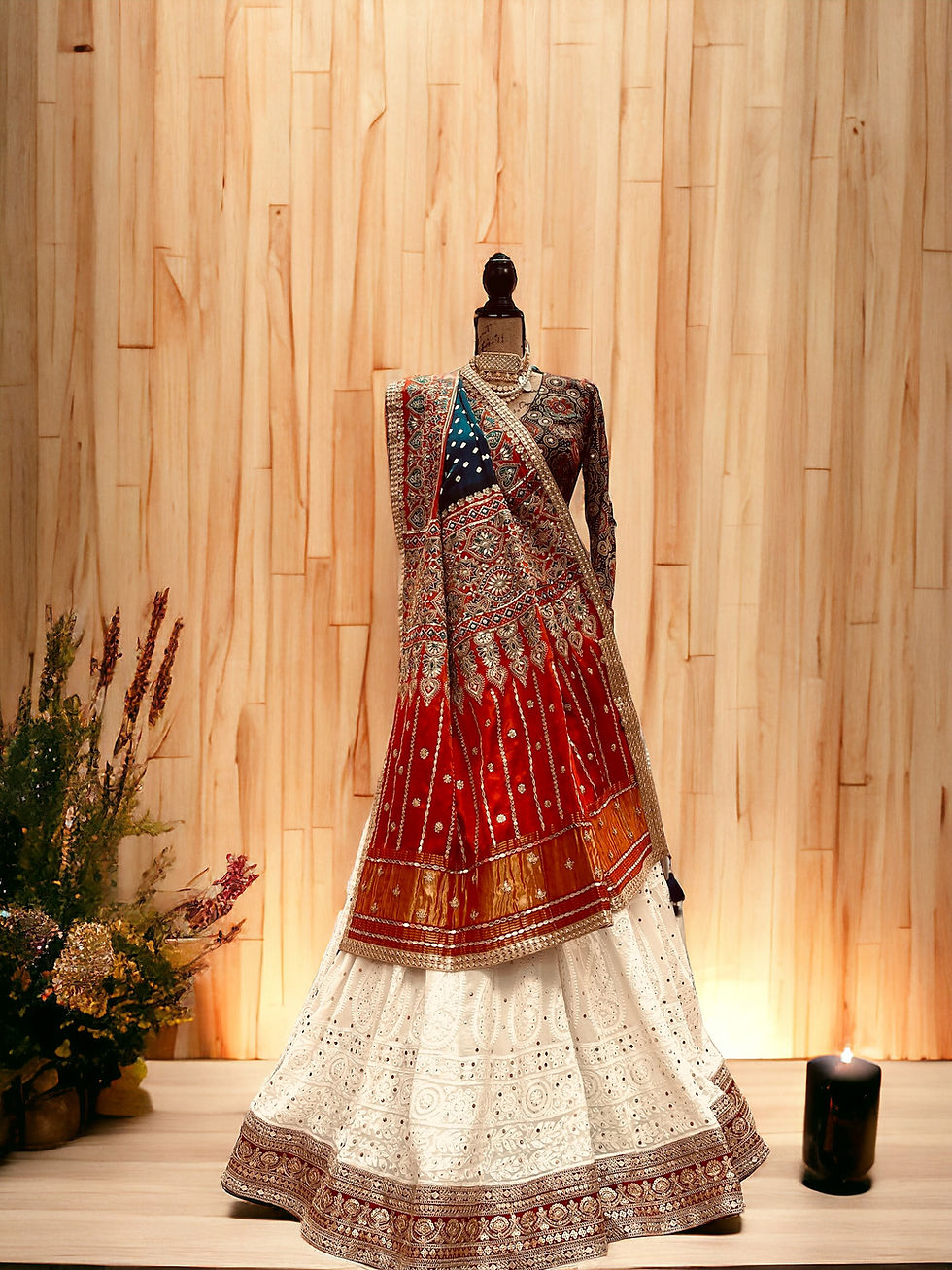 Thumbnail: Chikankari Lehenga with Ajrakh blouse & Dupatta