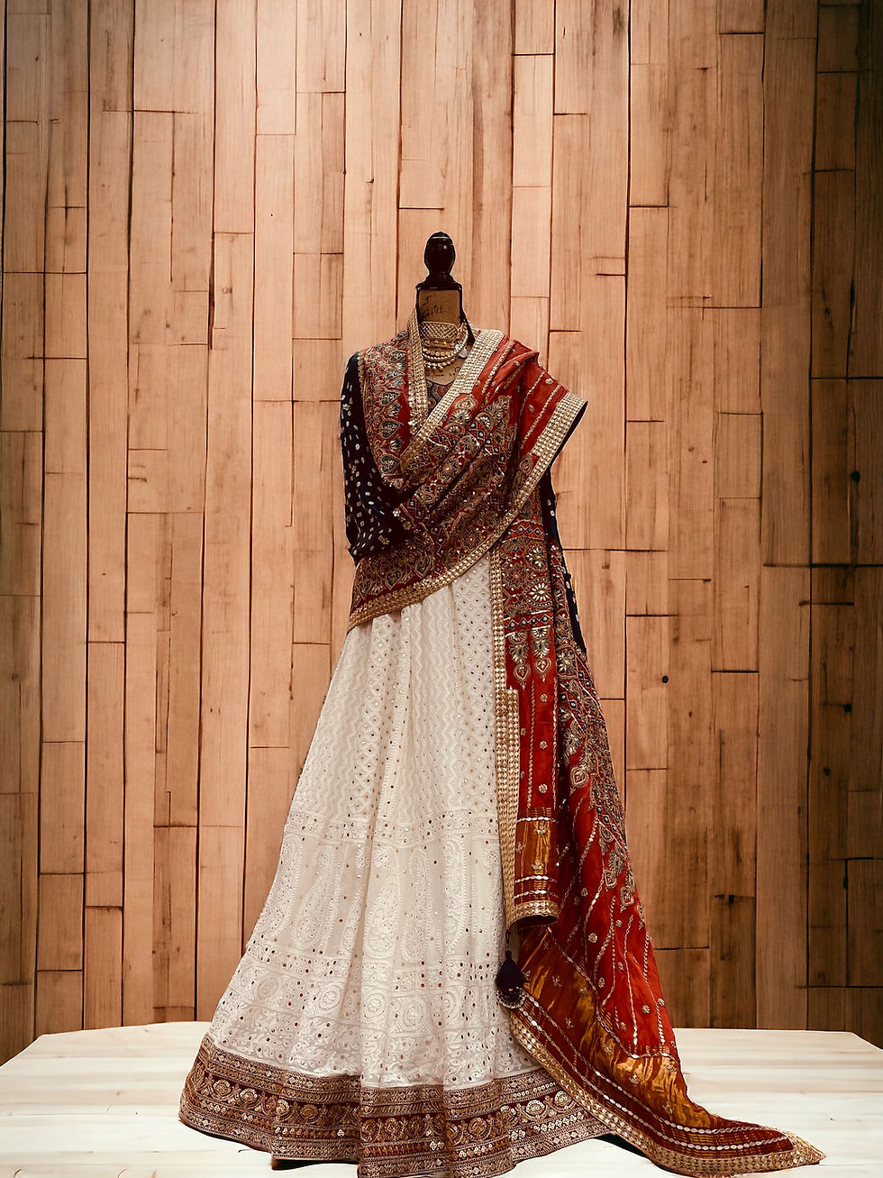 Thumbnail: Chikankari Lehenga with Ajrakh blouse & Dupatta