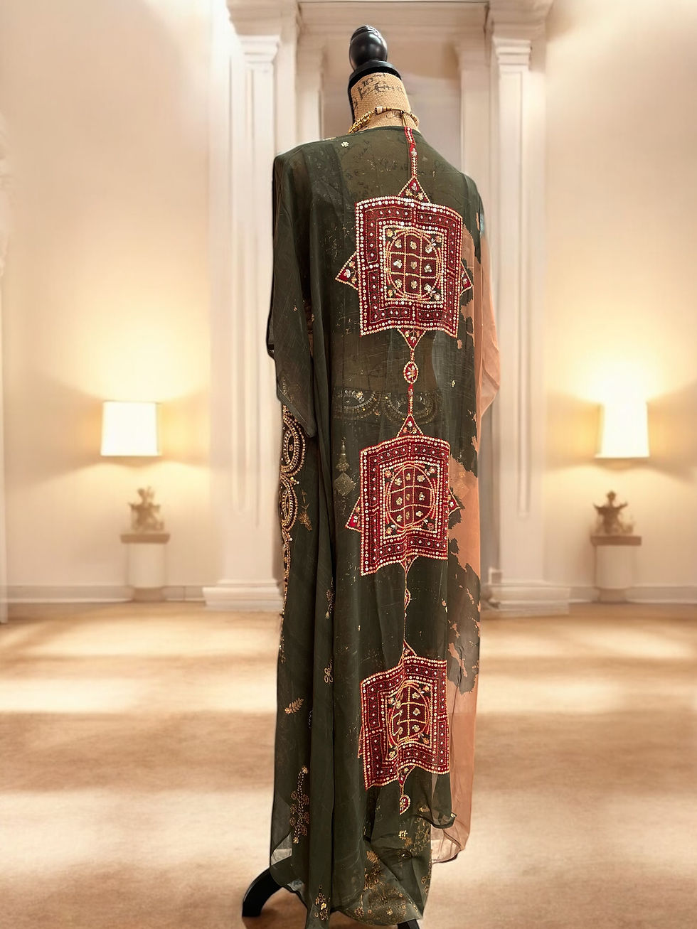 Thumbnail: Draped skirt with embroidered cape