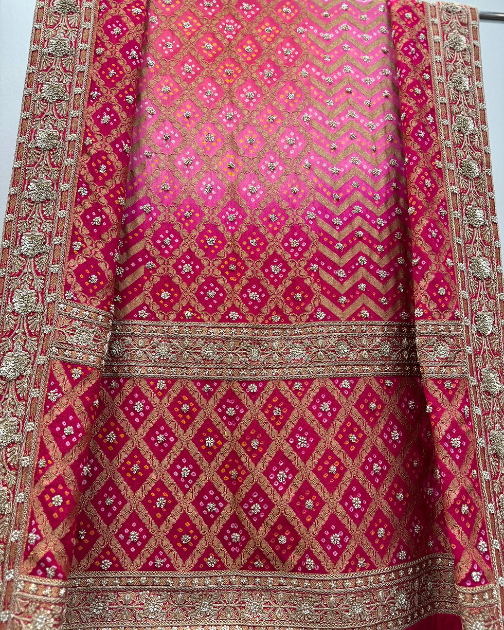 Thumbnail: Benarasi ombré embroidered dupatta