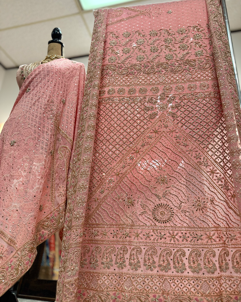 Thumbnail: Chikankari zardosi embroidered saree
