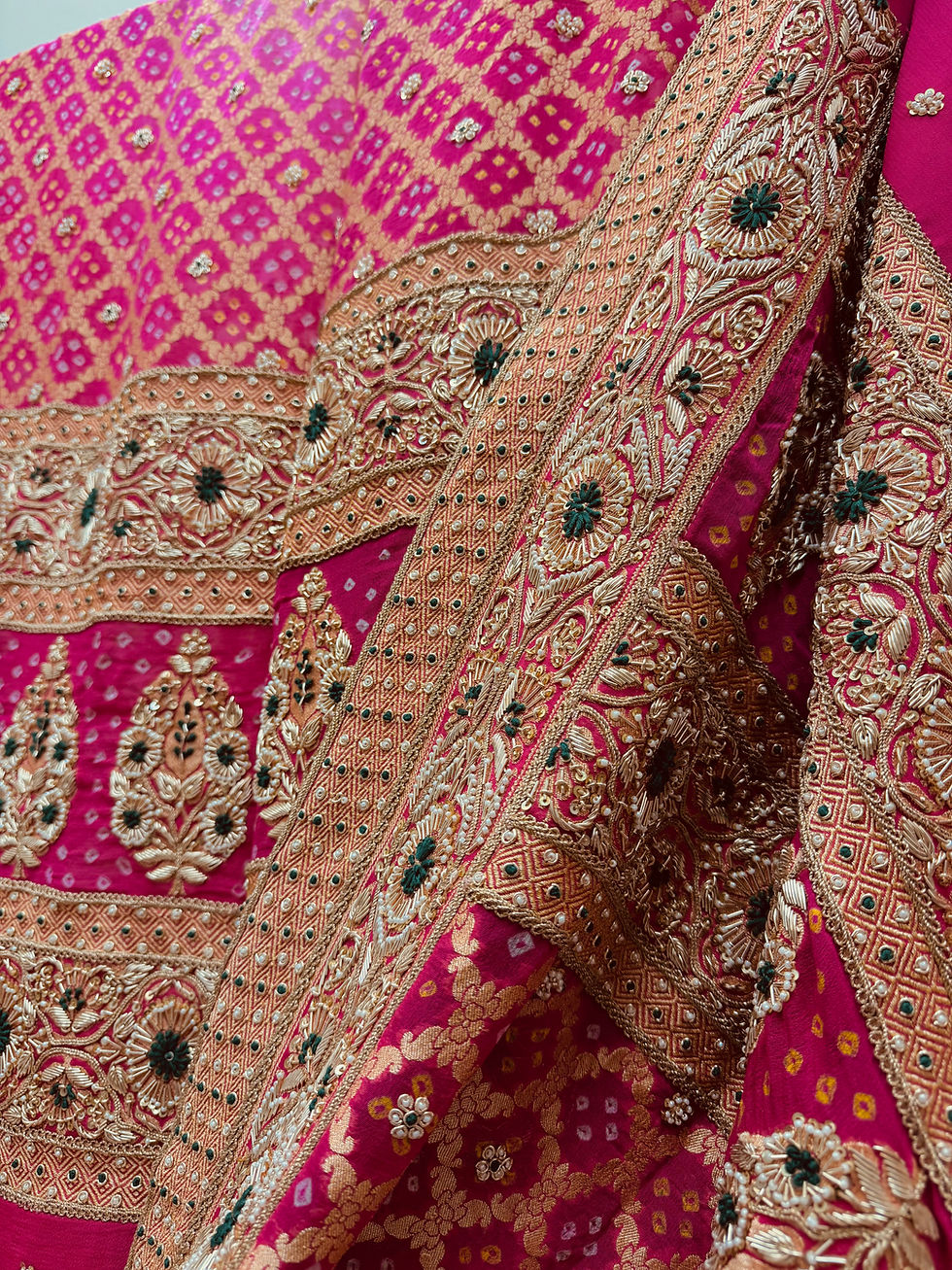 Thumbnail: Benarasi bandhej heavily embroidered dupatta
