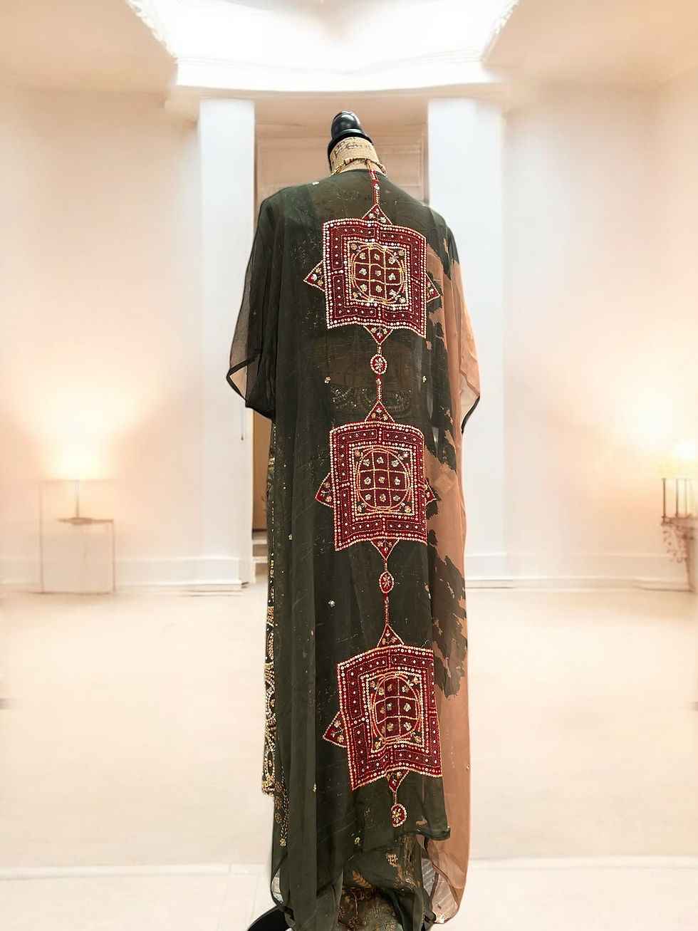 Thumbnail: Draped skirt with embroidered cape