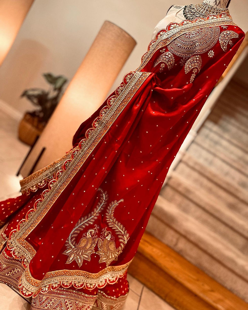 Thumbnail: Silk lehenga in bandhani with Zardosi and Marodi odhni