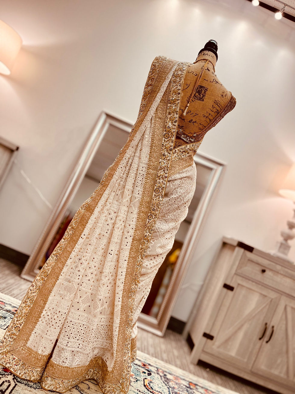 Thumbnail: Chikankari Saree with stone work blouse 