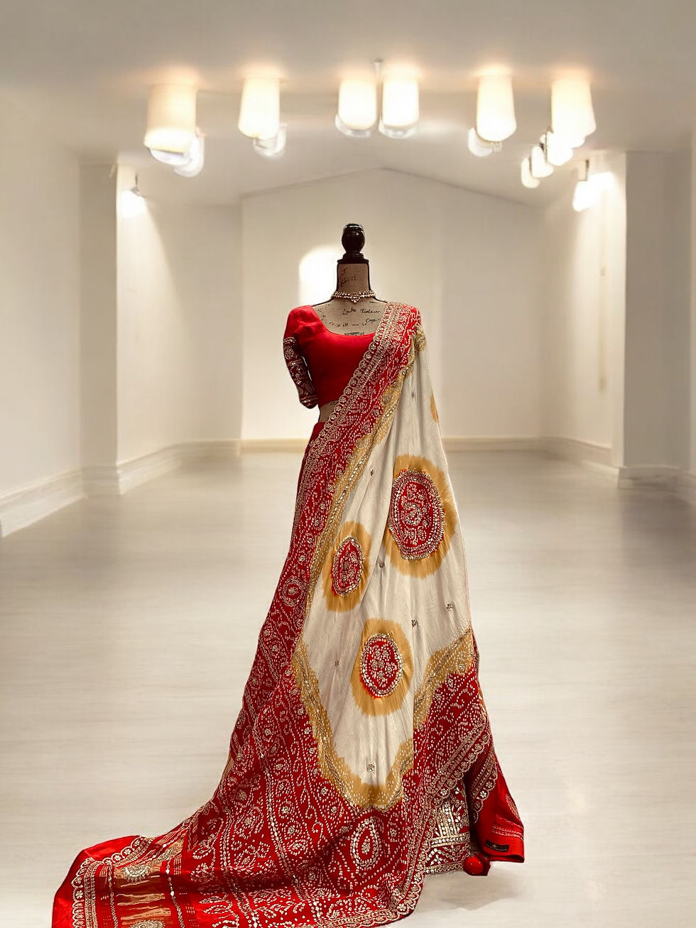 Thumbnail: Bandhej gotapatti silk Lehenga
