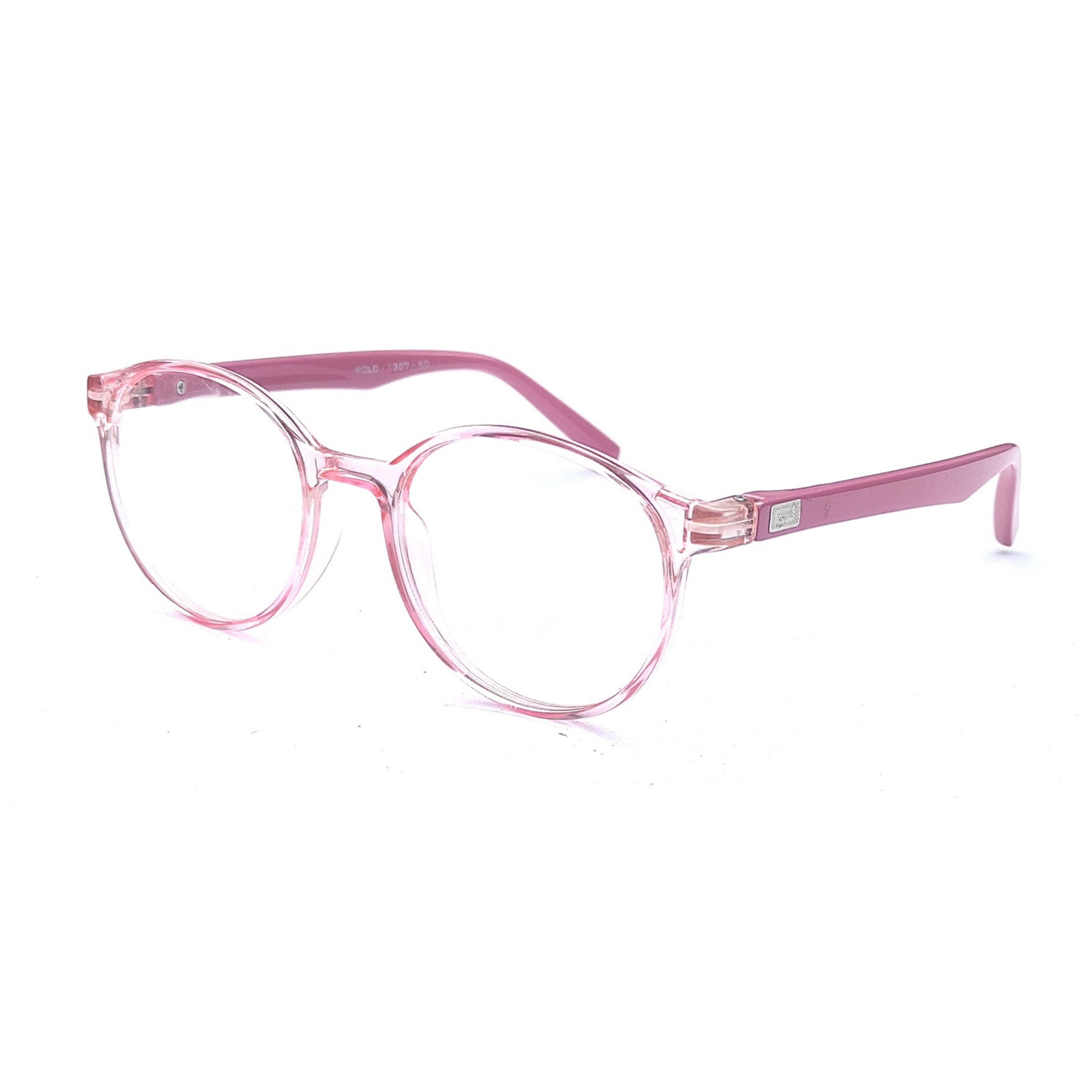 PINK TRANSPARENT ROUND FRAME WITH SPRING SIDES 