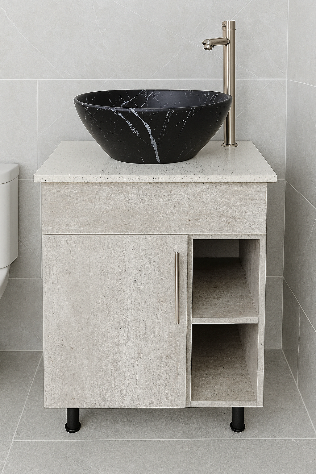 Mueble lavatorio olam con sobre de quarzo