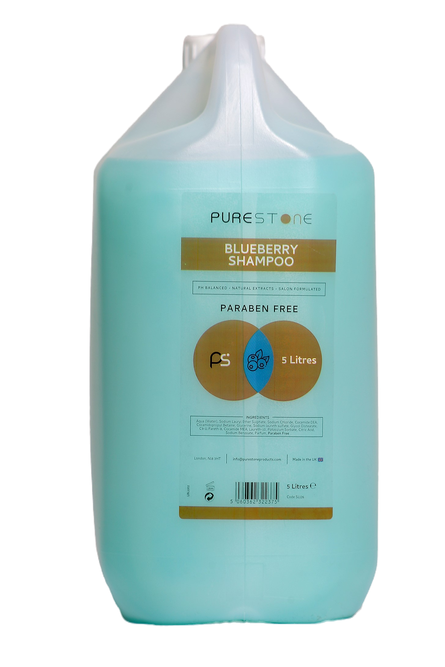 Blueberry Shampoo, Paraben Free, 5ltr
